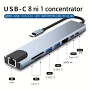 8-in-1 USB-C Hub with 4K HDMI Ethernet USB 3.0 SD Card Reader for MacBook Pro