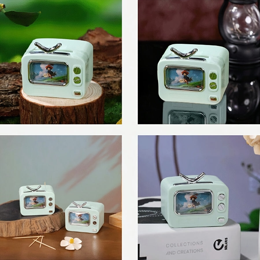 Vintage TV Toothpick Holder Retro Dispenser Plastic Container for Coffee Table Decor