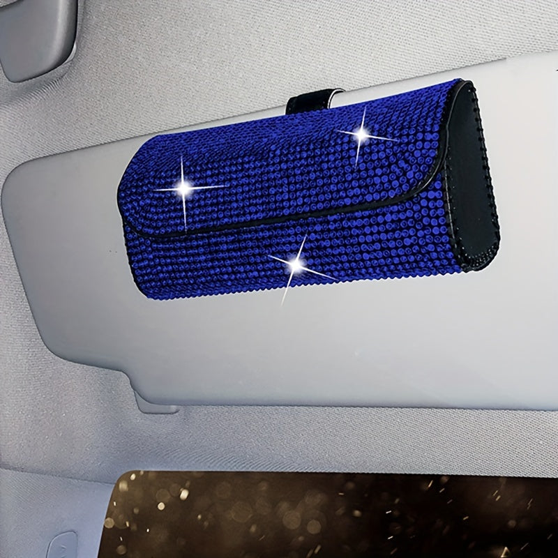 Women’s Artificial Diamond Car Glasses Storage Box Sunglasses Organizer