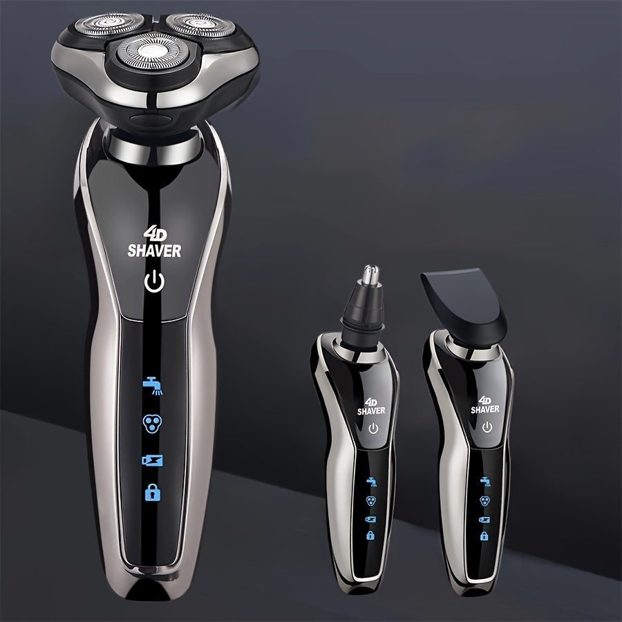 Men's 3-in-1 Electric Shaver with Nose Hair Trimmer USB Rechargeable 3D Floating Blade
