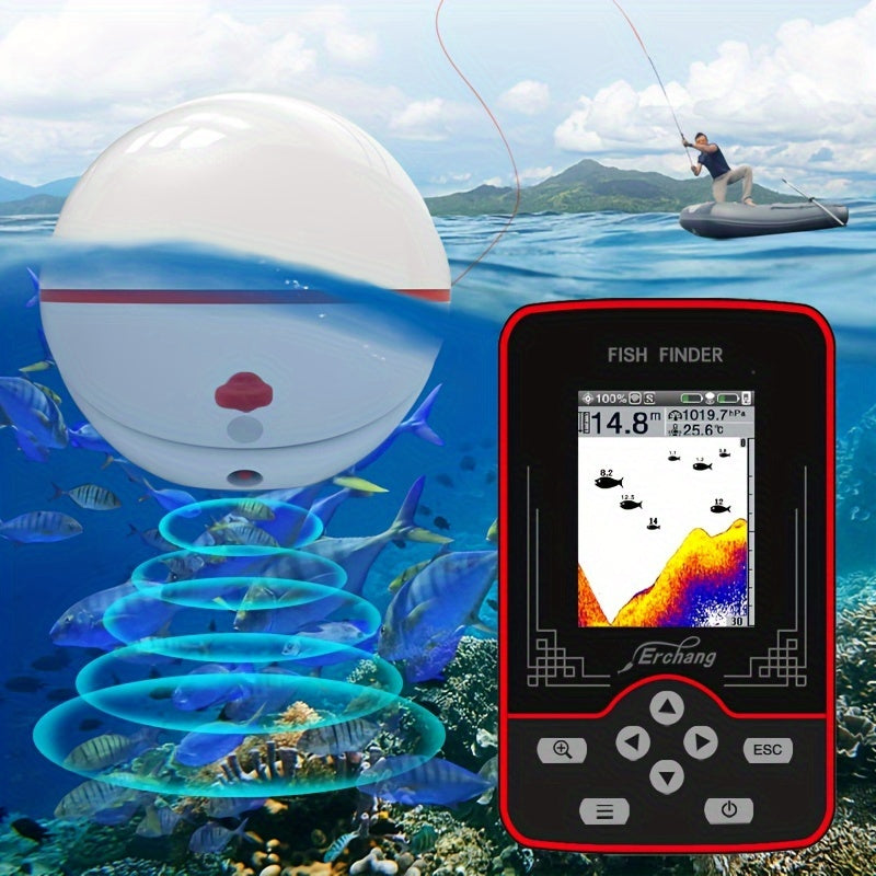 Wireless Fish Finder Sonar with 60.96m Range LCD Display Rechargeable Battery Portable for Lake River Sea Fishing
