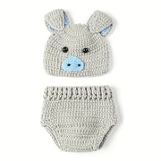 Accesorios para fotografía de bebés infantiles, sombrero de cerdito y pantalones cortos, conjunto de 2 piezas