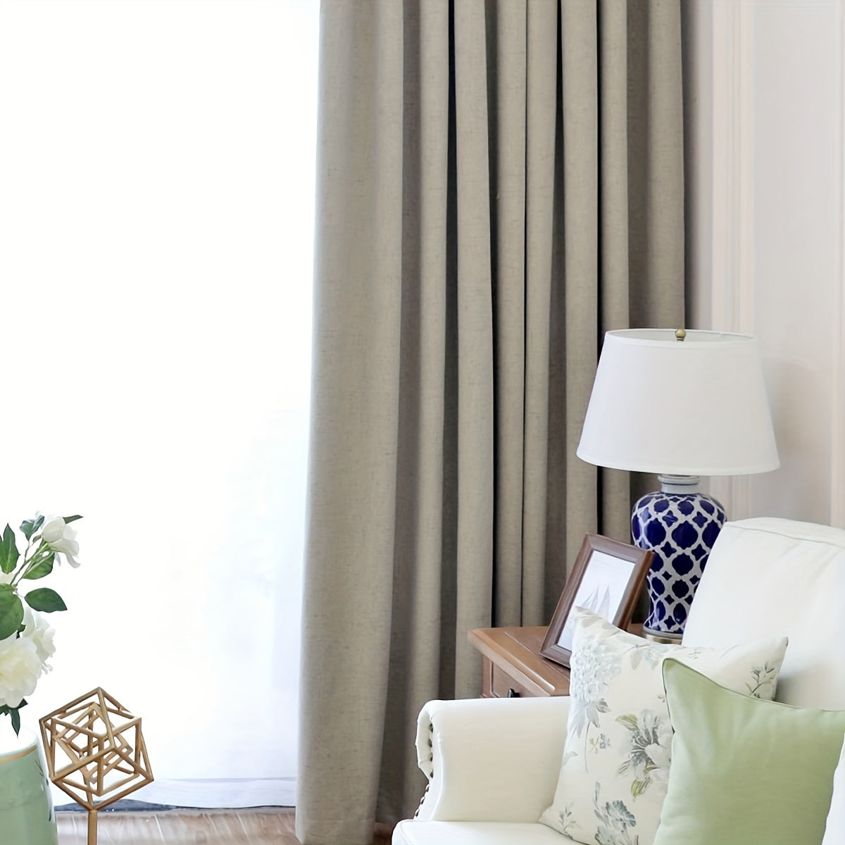 Vintage-Inspired Meteor Burlap Blackout Curtain Light Blocking Stain Resistant Bedroom Living Room