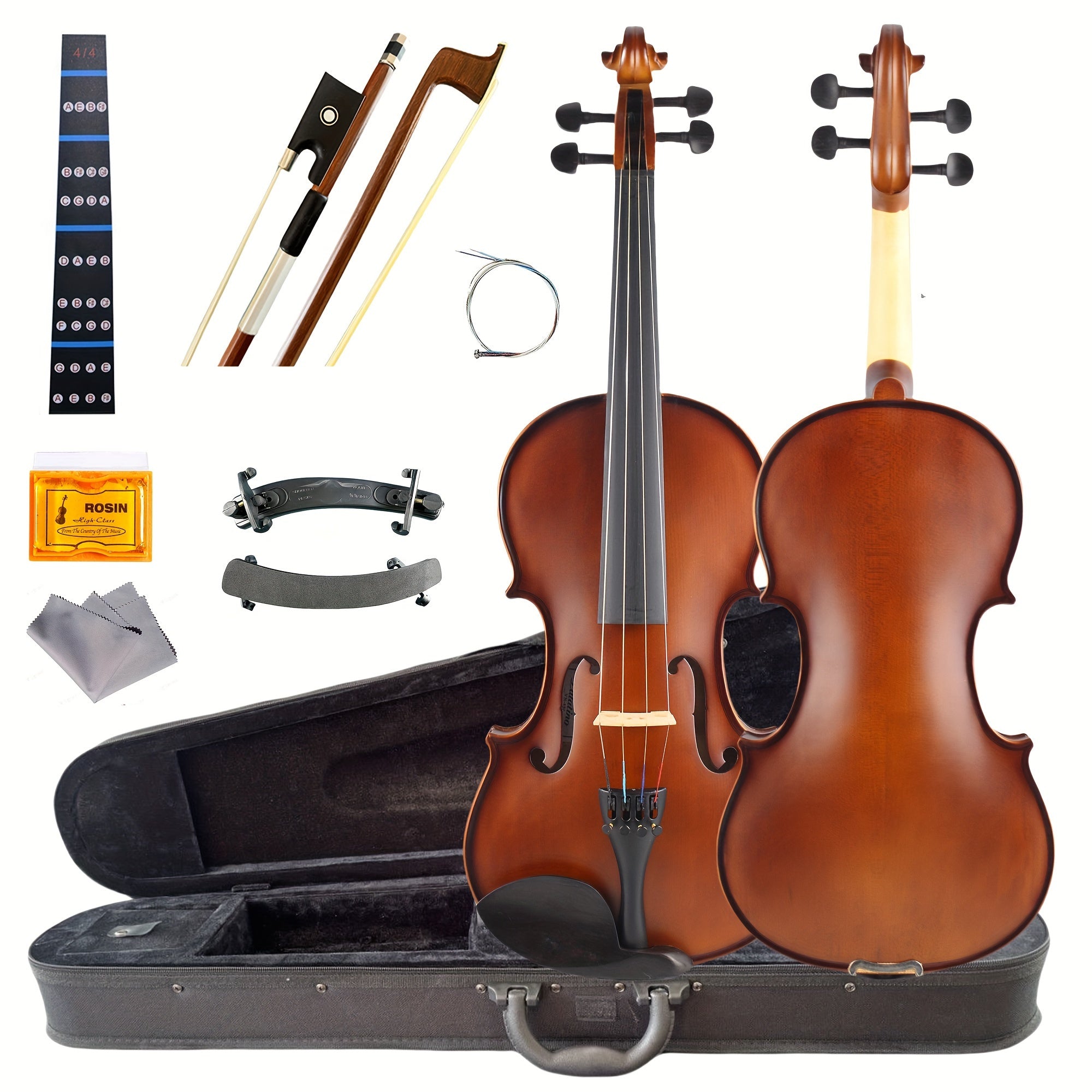 4/4 Solid Maple Violin for Beginners and Professionals with UV Coating Ebony Knobs Carbon Fiber Tailpiece and Triangle Case