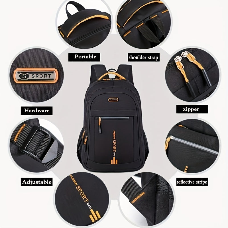 Talabalar uchun sozlanadigan kamarlar bilan qora suv o'tkazmaydigan naylon noutbuk sumkasi