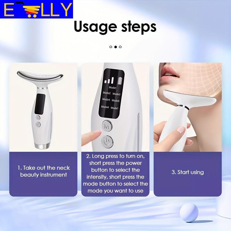 7-Color LED yuz va bo‘yinning massaj qiluvchi, ayollar uchun quvvatlanadigan USB bilan ishlaydigan teri parvarishi asbobi