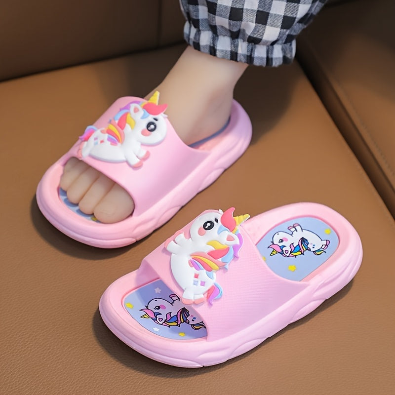 Girls Non-Slip Unicorn Slippers Indoor All-Season Lightweight PVC