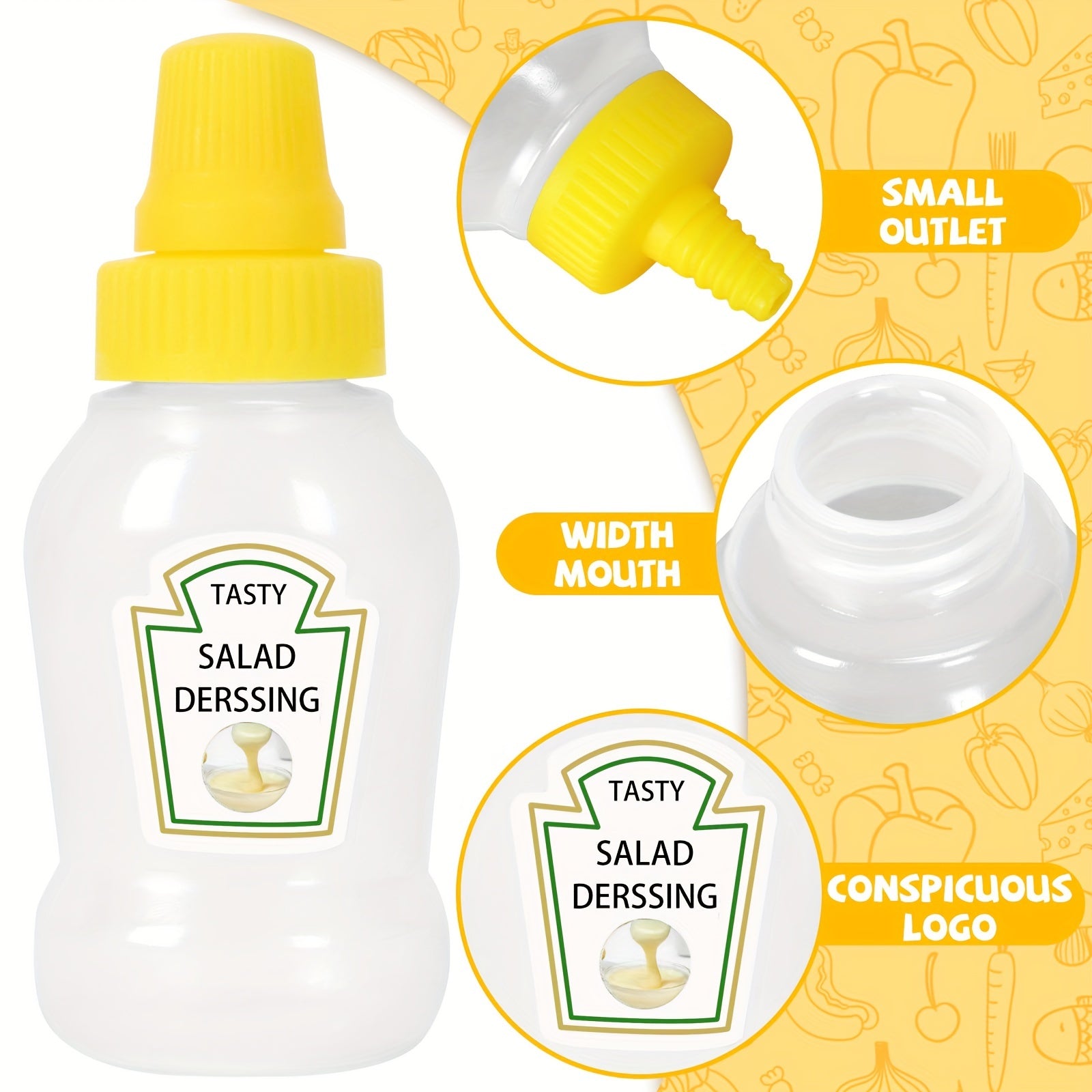 Set of 12 Mini Sauce Bottles for Condiments and Spices for Office, Picnic, Kitchen