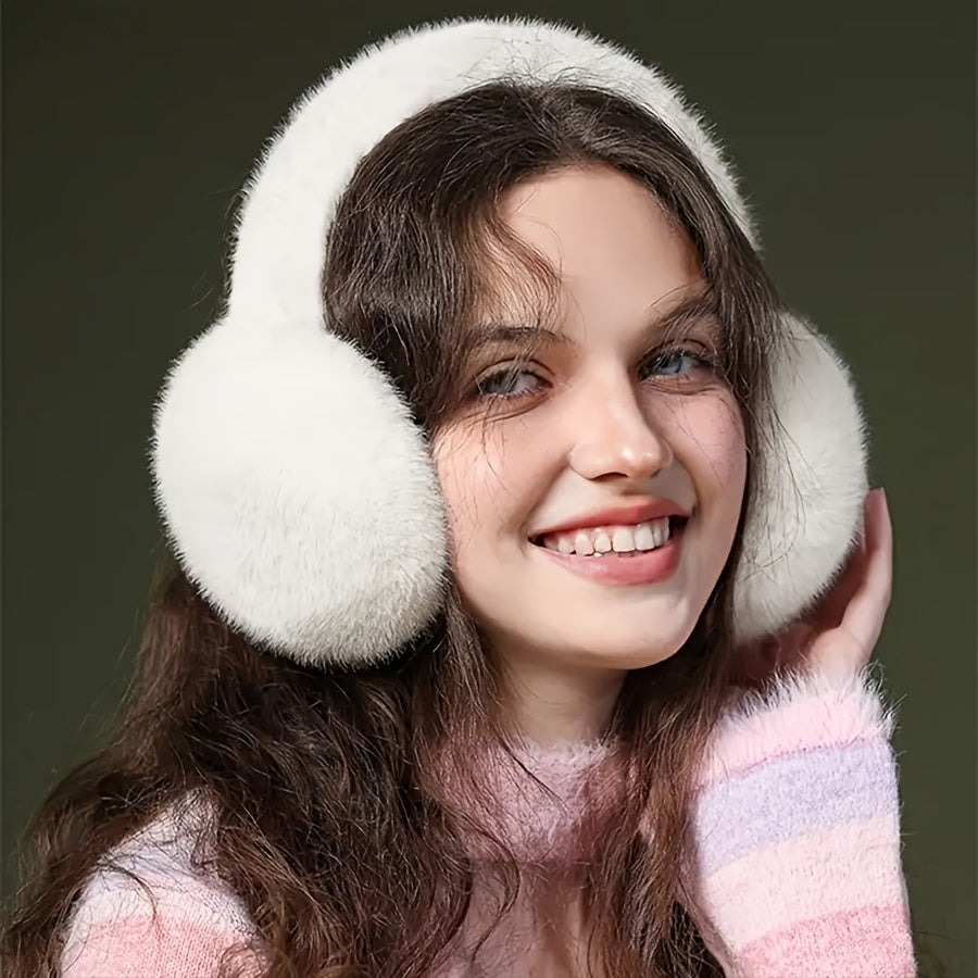 Warm Plush Earmuffs for Women Cozy Winter Ear Covers Stretchy Fit