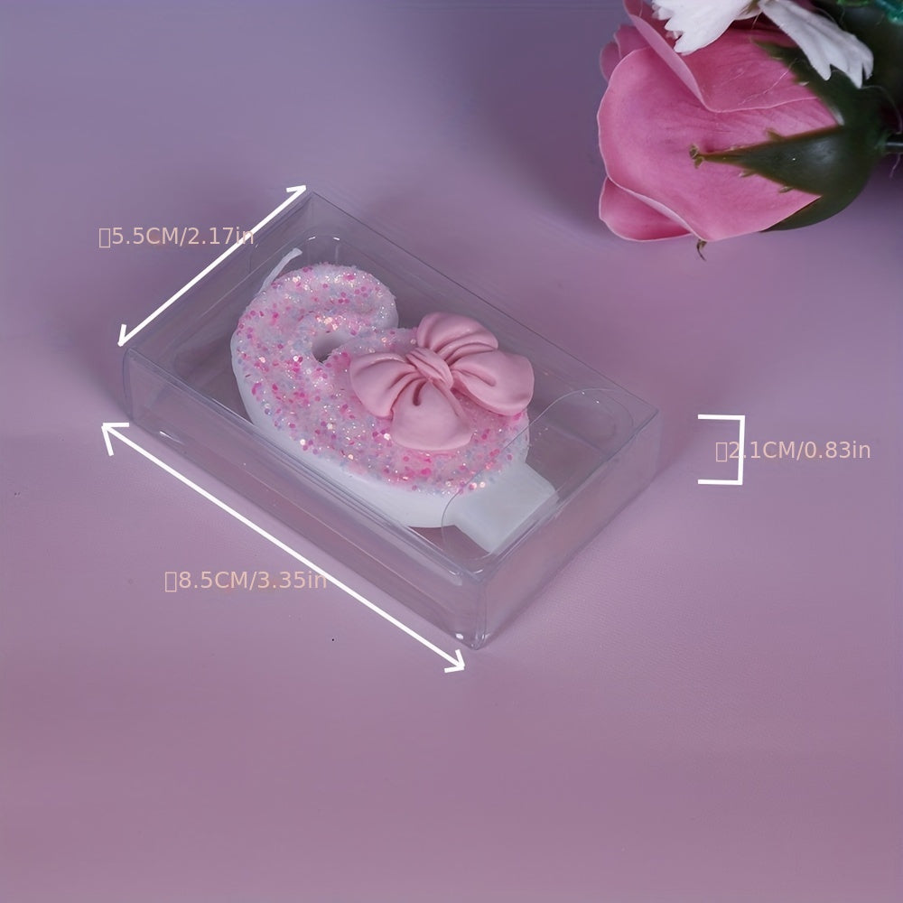 Pink Number 0-9 Birthday Candle for Girl's Cake Decorations