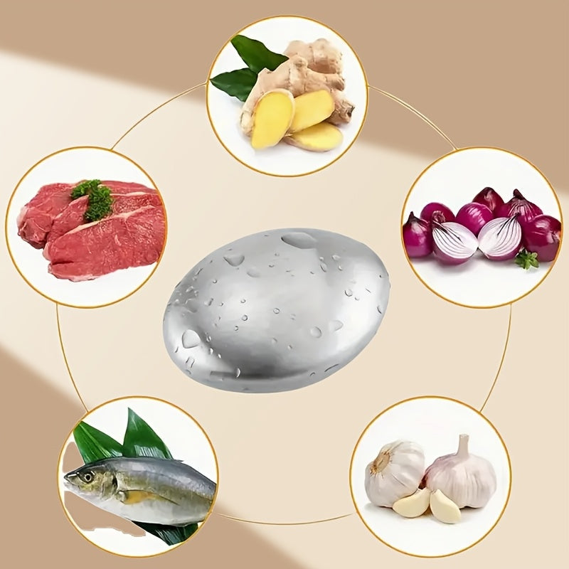 Oval Stainless Steel Soap Odor Neutralizer with Black Holder for Kitchen Bathroom