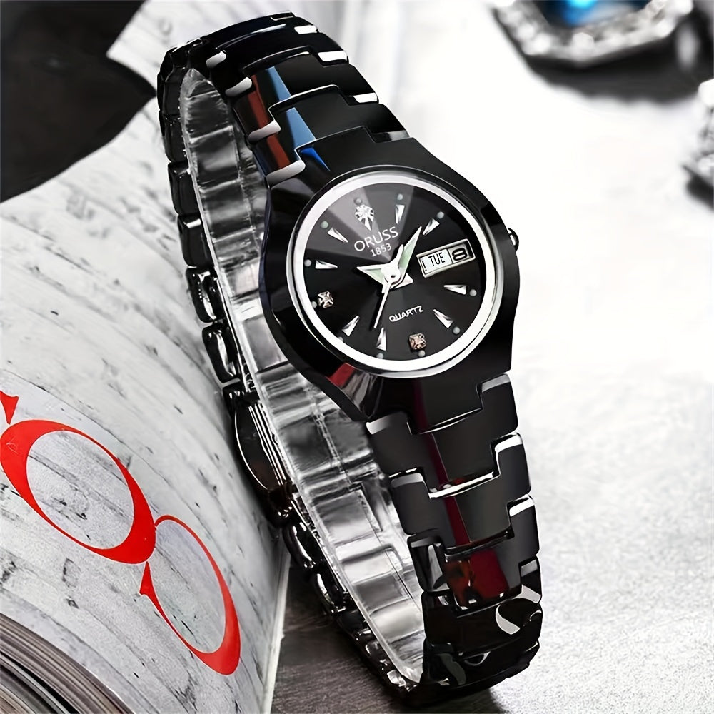 Women's All-in-One Steel Watch with Quartz Movement and Classic Design