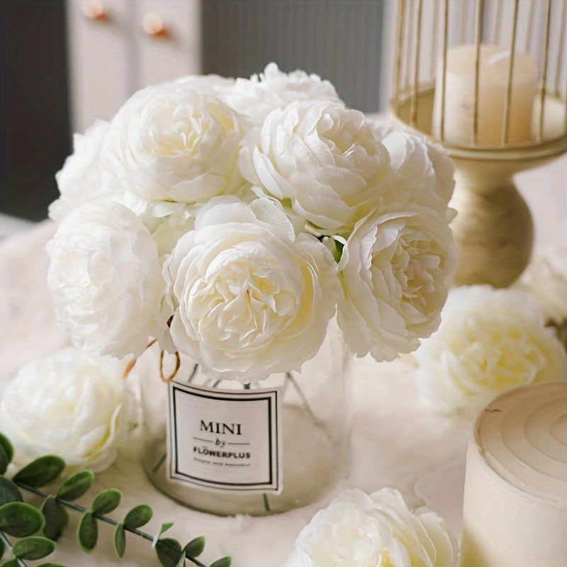 6 ярких стеблей искусственных пионов персикового и красного градиента, диаметр 7,98 см - идеально подходит для DIY свадебного декора, украшения тортов и центральных композиций для дома.