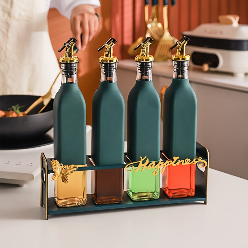 Set of Glass Olive Oil Dispenser Bottles with Pourers, Leakproof, Hand Wash