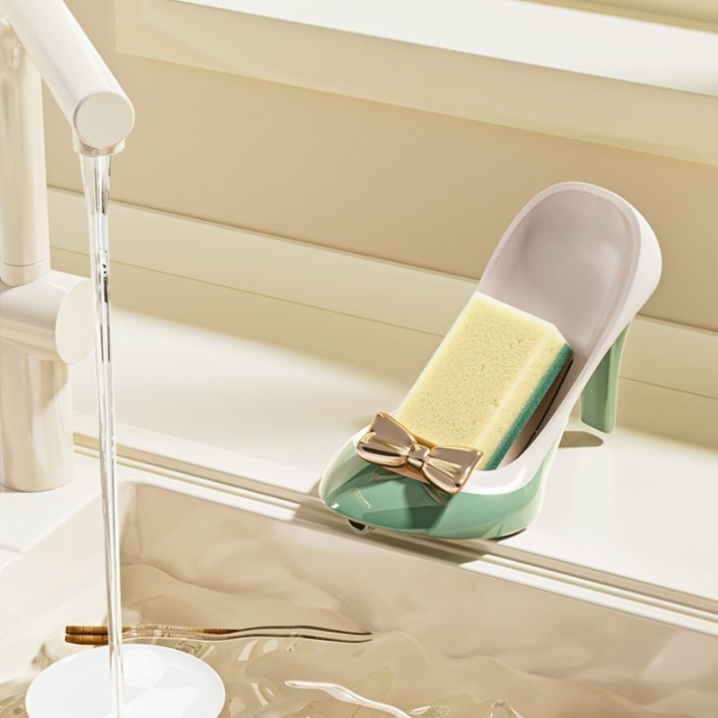 Heeled Soap Dish Holder with Mobile Phone Stand for Bathroom No Drilling