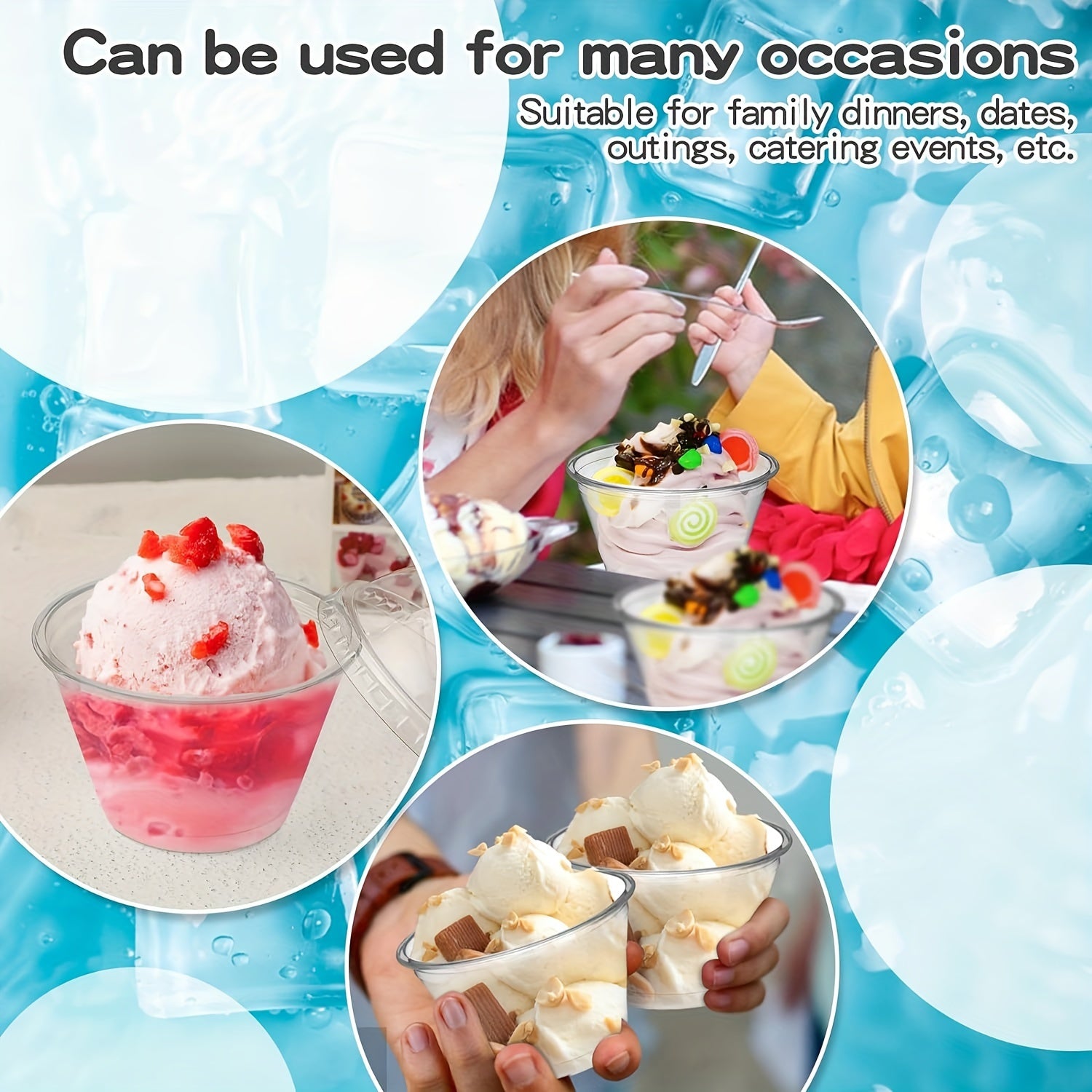 30 Clear Plastic Dessert Cups with Dome Lids for Ice Cream Pudding and Snacks Pack of 30