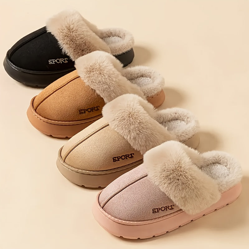 Women's Indoor Slippers Soft Fabric Thick EVA Sole 4 Colors Warm Comfort