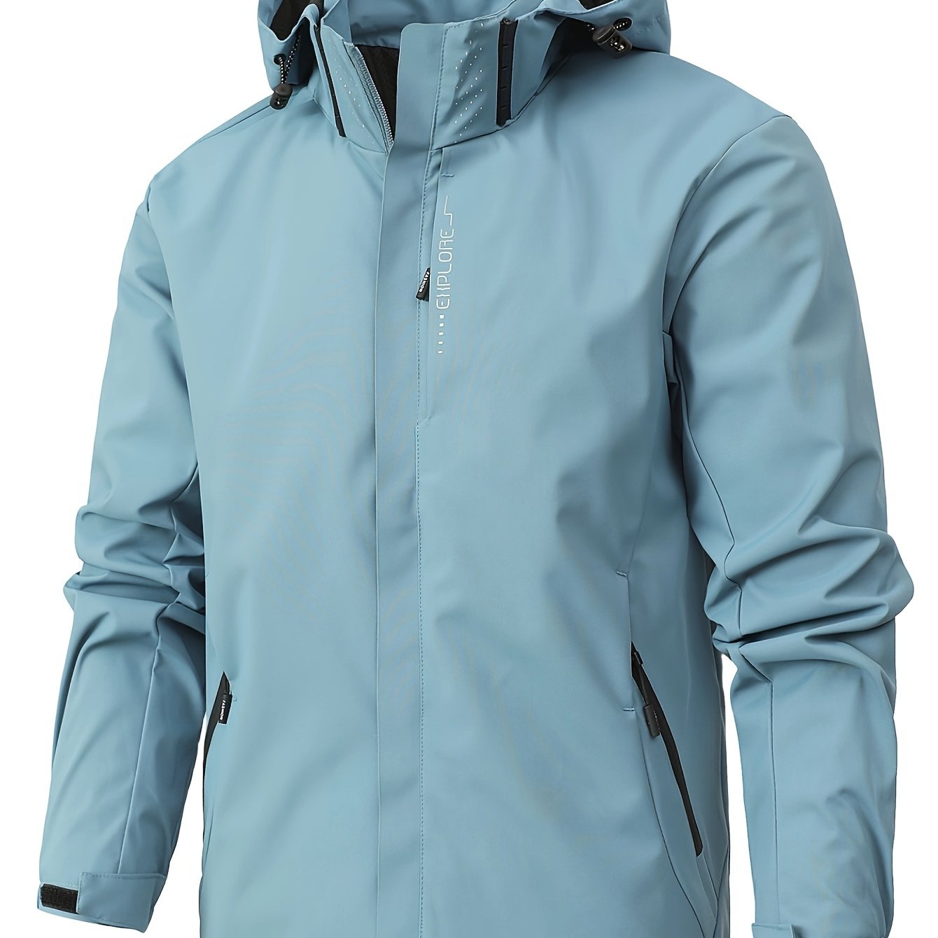 Men's Waterproof Hooded Rain Jacket for Hiking Lightweight Polyester Outdoor Windbreaker