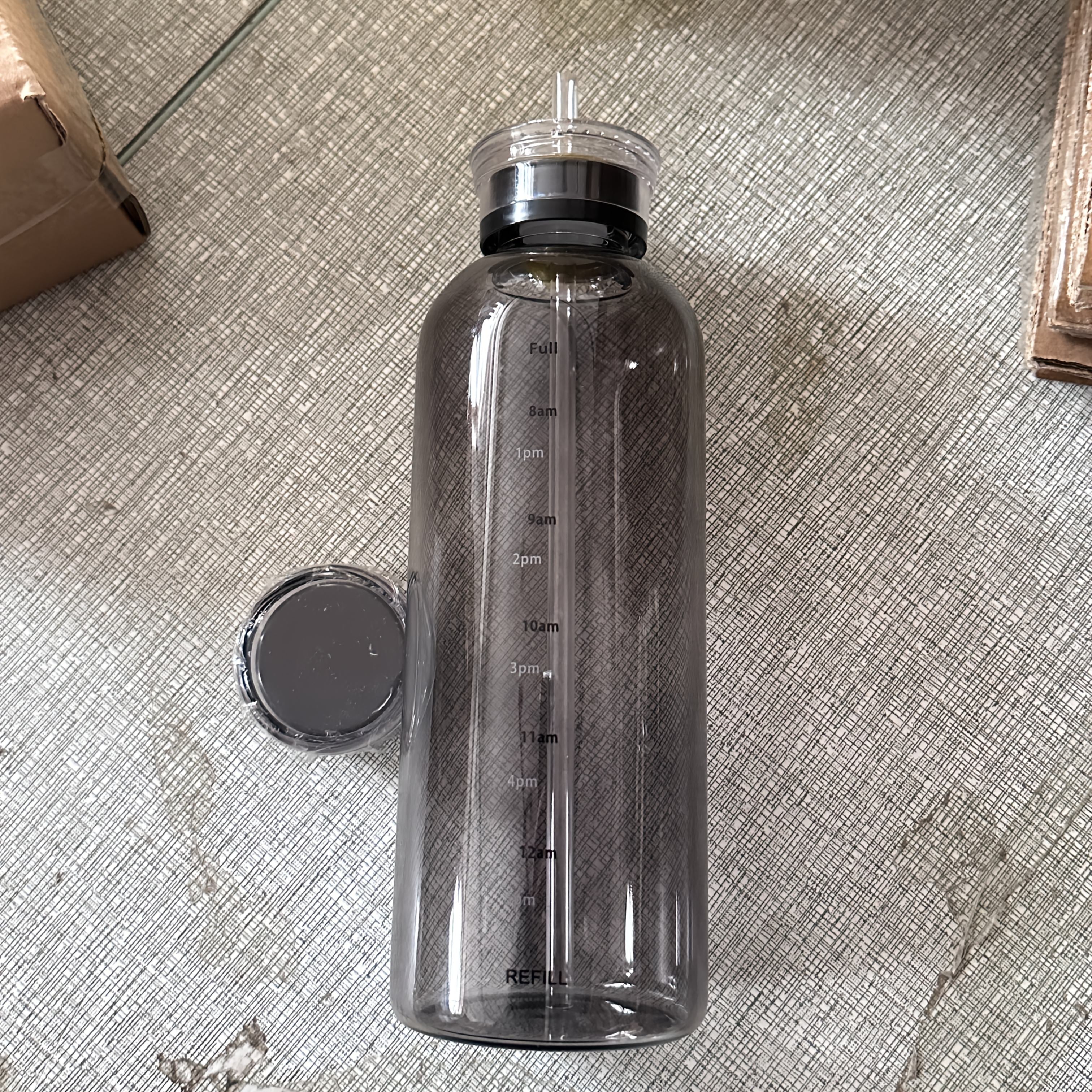 Leakproof Glass Water Bottle with Time Marker for Fitness and Travel