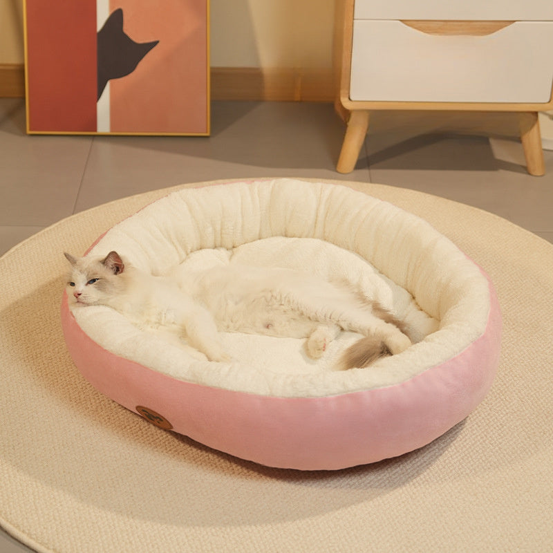 Oval Pet Bed for Cats and Dogs Cozy Classic Design All-Season Plush Nest