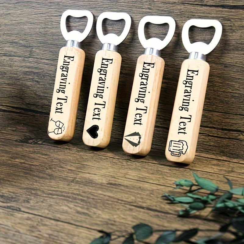 Pack of 50 Custom Engraved Wood Handle Bottle Openers Stainless Steel Beer Soda Opener