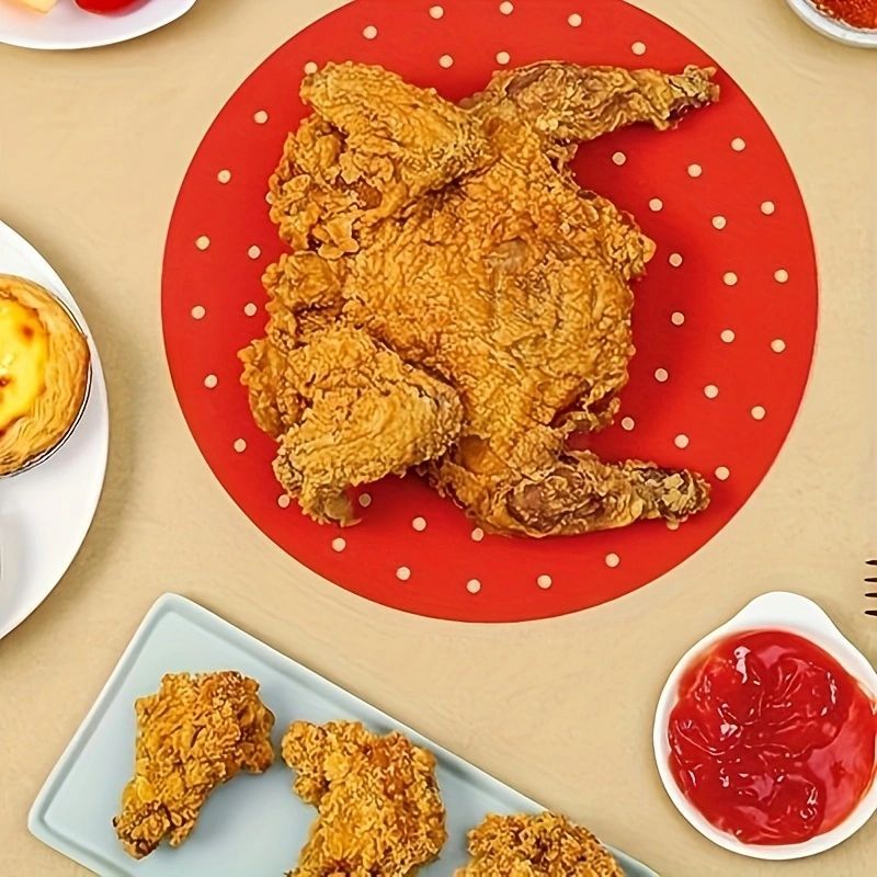 Silicone Air Fryer Mat Set 1/2 Pieces Heat-Resistant Round Red Silicone Liners