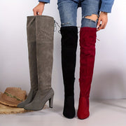 Women's Over The Knee Boots Solid Color Block Heeled Zipper Long Boots