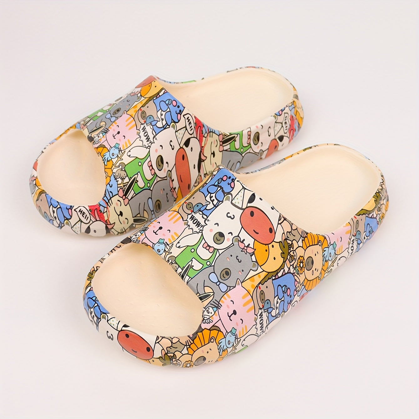 Women's Cartoon Animal Print Slides Soft EVA Cushioned Summer Comfort