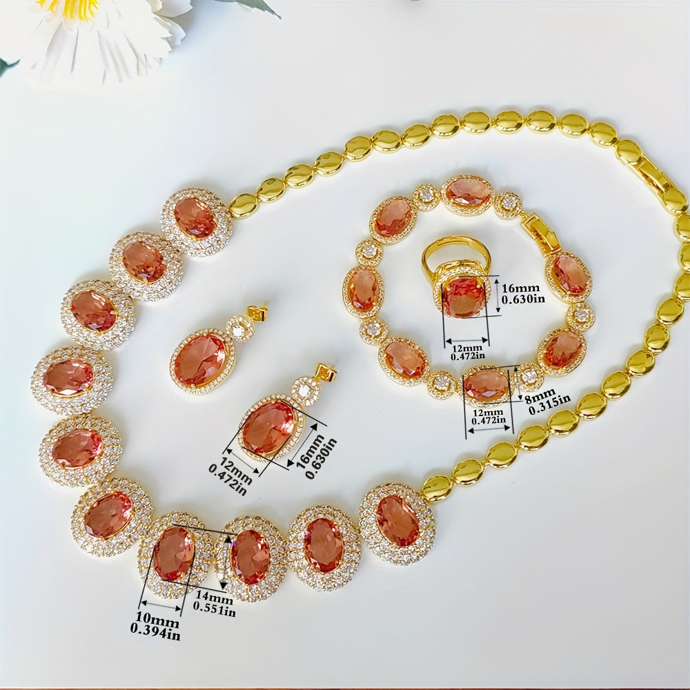 Rang o'zgartiruvchi 4 ta buyumli zargarlik to'plami, sozlanadigan uzuk, taqinchoq, sirg'alar va bilaguzuk, kundalik kiyimlar, takliflar va to'ylar uchun