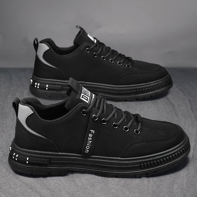 Erkaklar uchun barcha mavsumlarga mo'ljallangan pastki krossovkalar, bir rangli, sirpanmaydigan, mustahkam dizayn, nafas oladigan mato astar, dumaloq barmoq, shoelace yopilishi, sun'iy yuqori qismi, PVC taglik, mato ichki taglik - ikkita uchun mos