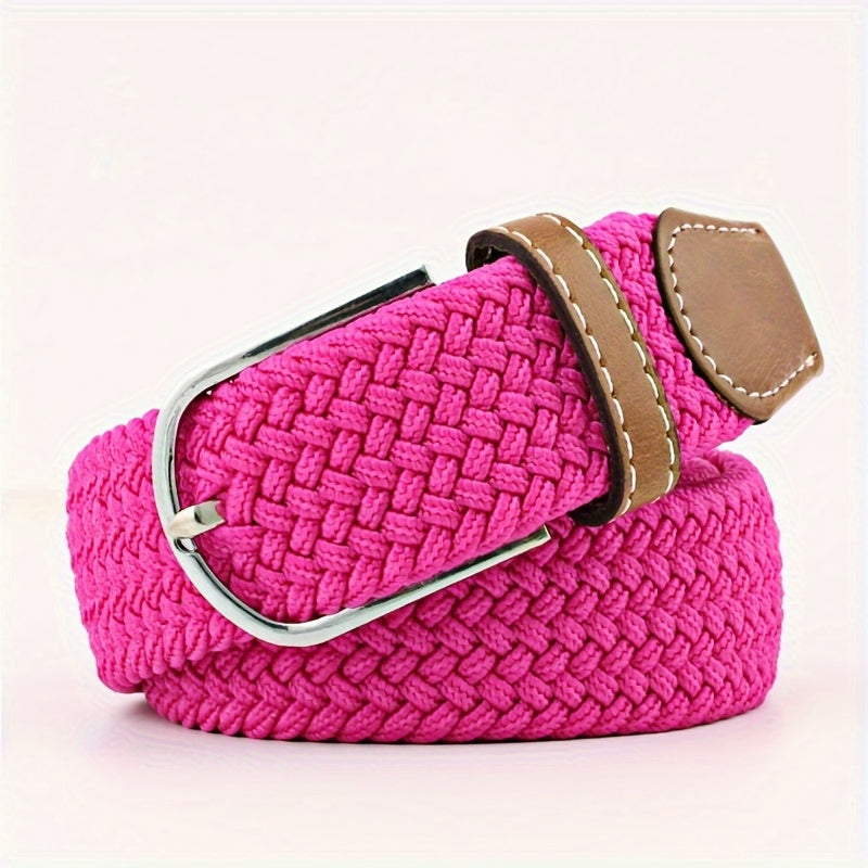 Women's Braided Elastic Belt with Woven Design for Golf and Casual Wear