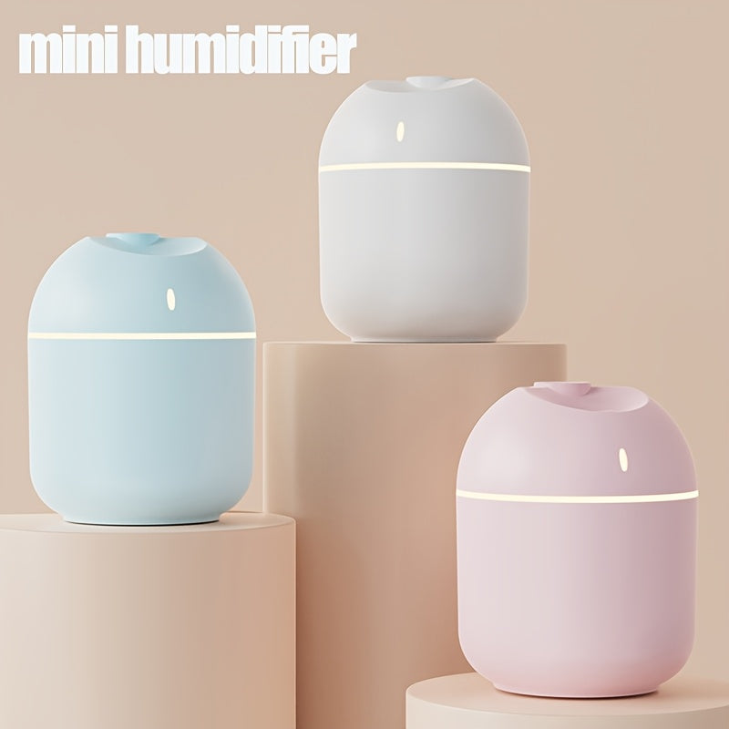 Мини-увлажнитель воздуха с USB, портативный, с 3 цветными ночными огнями, бесшумная работа для спальни, стола, автомобиля