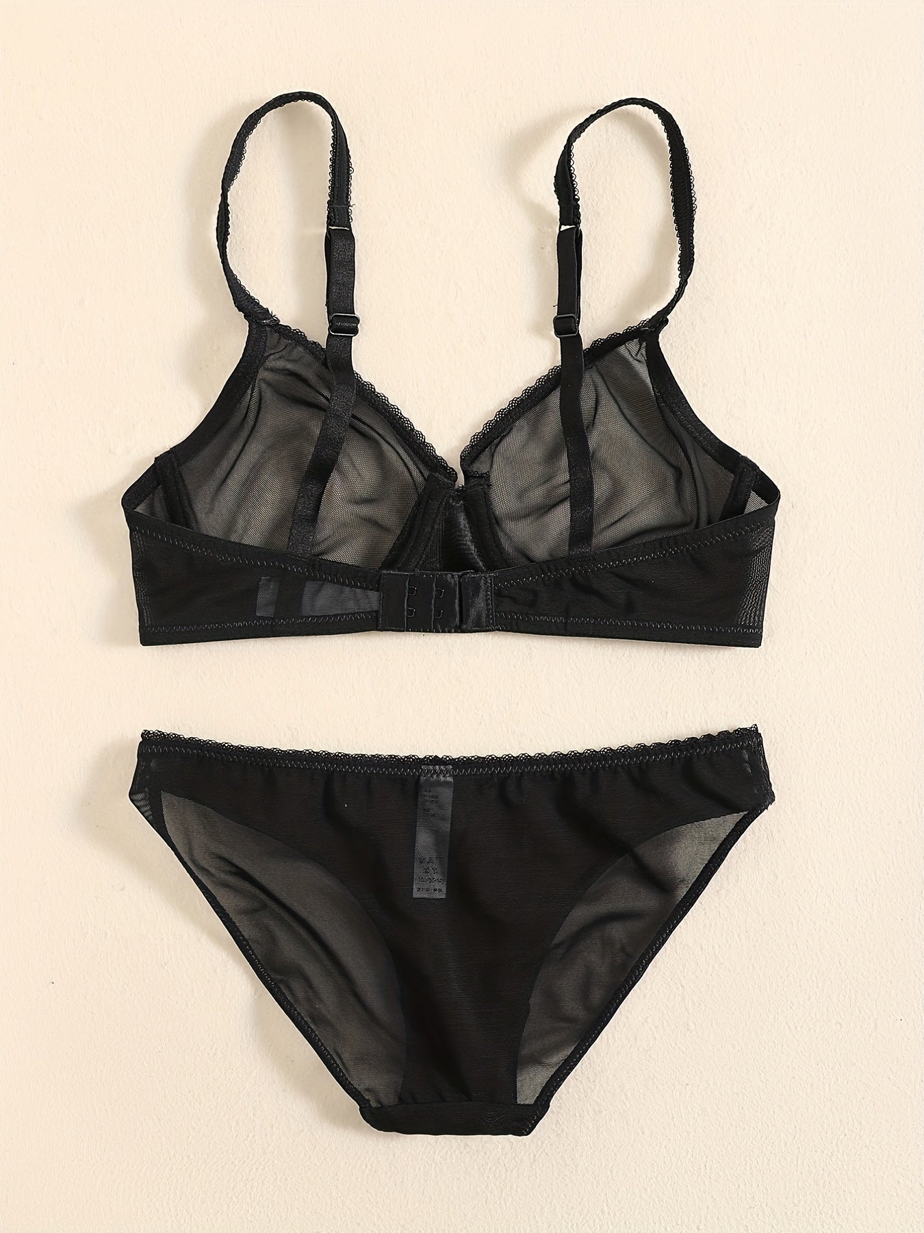 Women's Lingerie Set Mesh Lace Plus Size Nylon Spandex Thin Cups Hand Washable