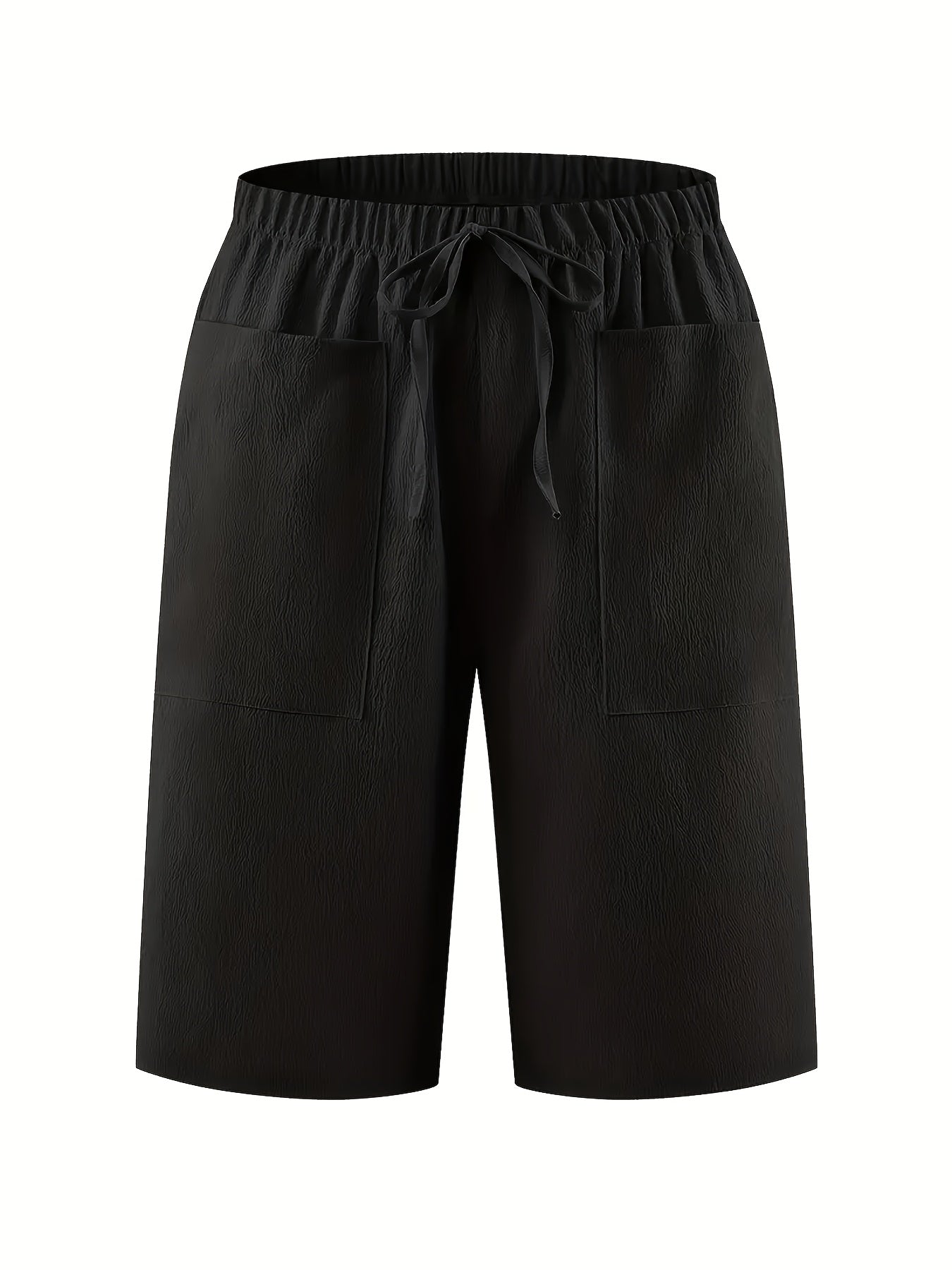 Комплект из двух предметов: укороченные брюки с карманами и шнуровкой из хлопка для женщин plus size