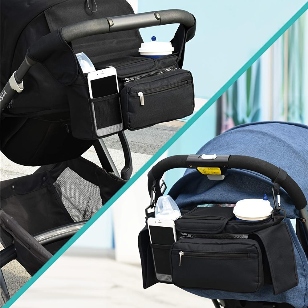 Multi-Functional Stroller Organizer with Insulated Cup Holder Phone Pocket and Shoulder Strap