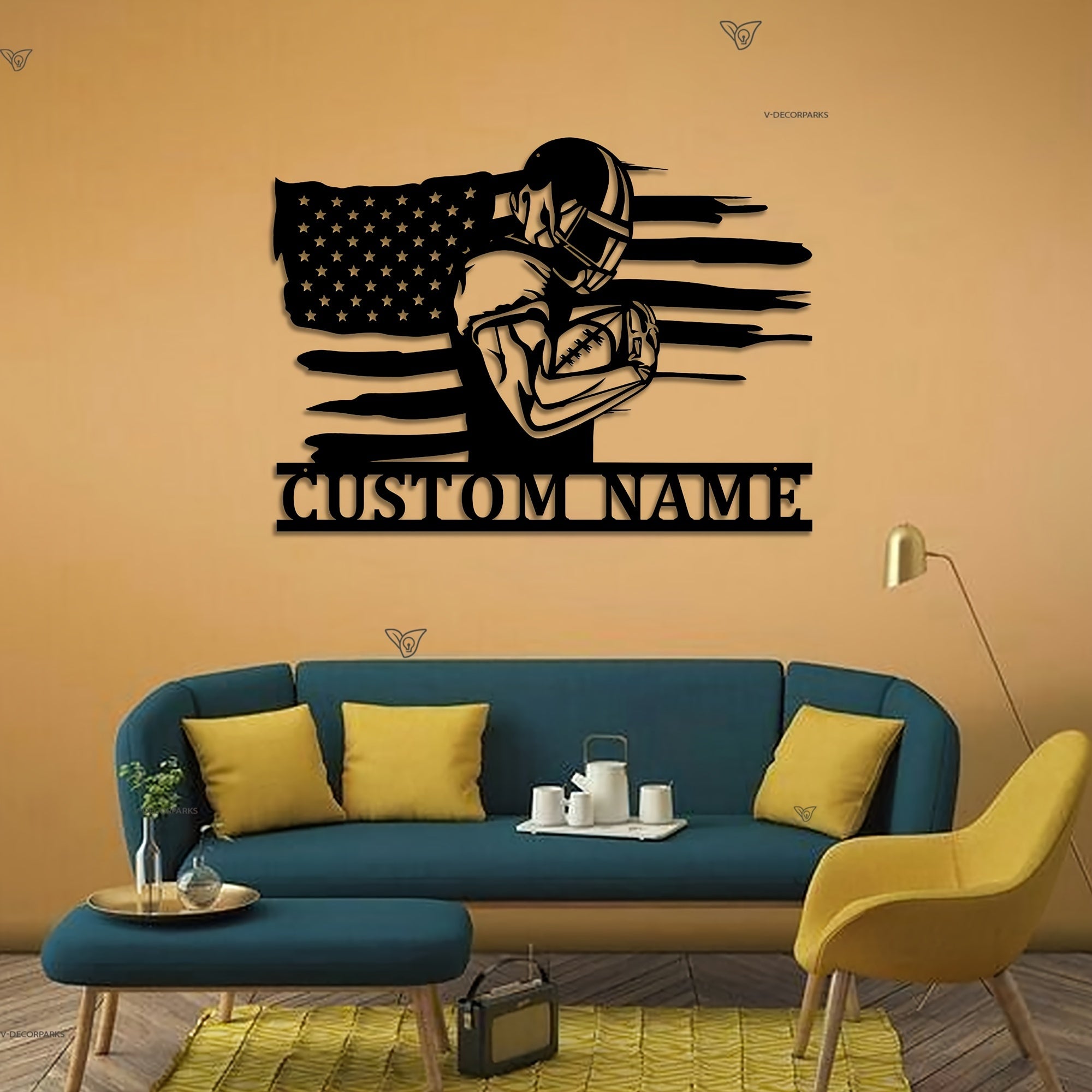 Yigitlar xonasi uchun nom bilan maxsus futbol metall belgisi yoki sovgʻa