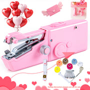 Мини электромобильная портативная швейная машина USB, работает от батареи, розовая