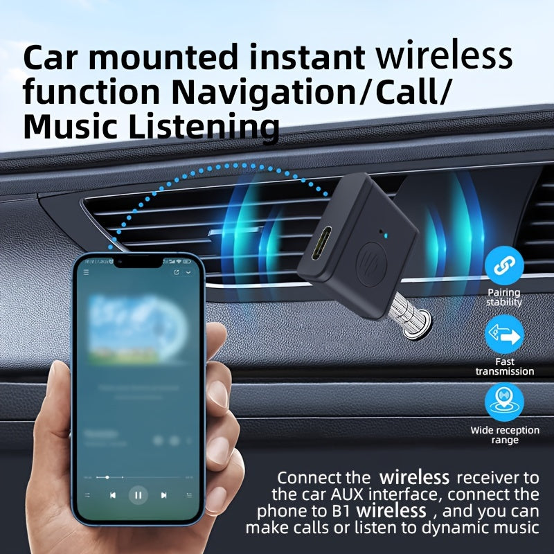 Wireless Bluetooth 5.3 AUX Receiver for Car Home Headphones Mini Audio Adapter