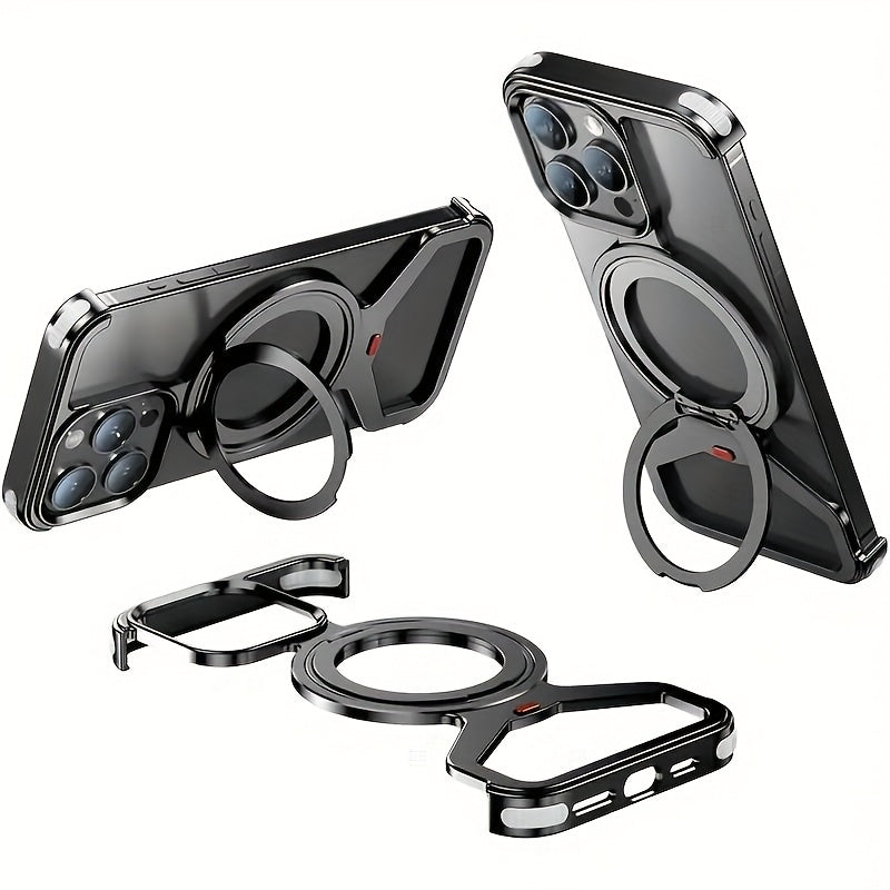 Frameless Aluminum Alloy Phone Case for iPhone 14/15/16 Pro Max with Anti-Fall Design and Heat Dissipation