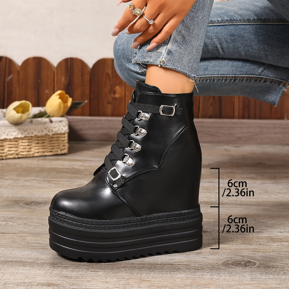 Женские ботинки на массивной платформе с синтетической отделкой, каблуки 14 см, застёжка-молния, комфорт