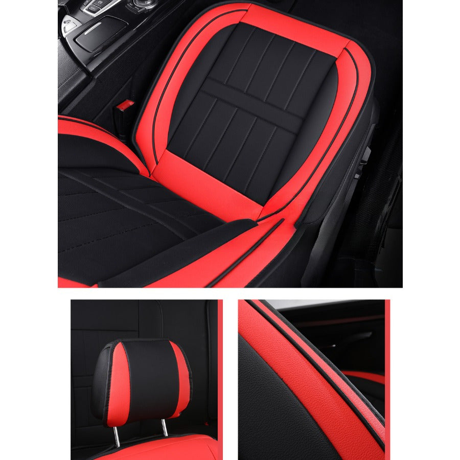 5 o'rindiqli EV avtomobil uchun qora faux charm qo'shimchalari bilan o'rindiq qoplamalari