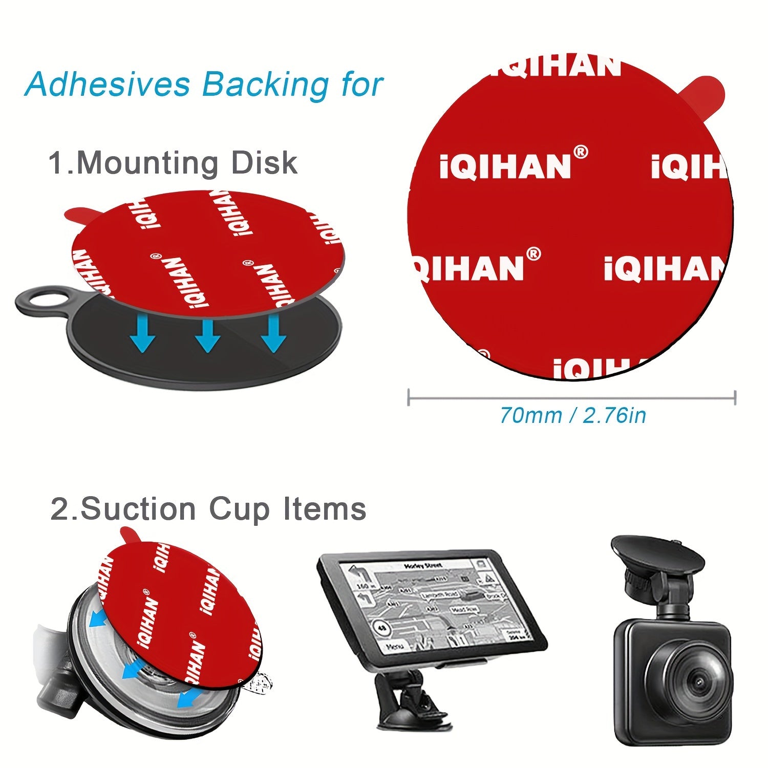 4 Pack Circular Sticky Adhesive Pads for Car Dash Mount 70mm Heat Resistant Self Stickers