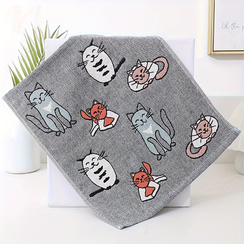 Cotton Towel with Cat Pattern 34x40 cm for Bathroom and Kitchen