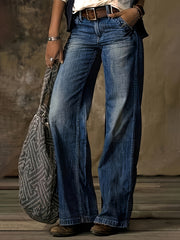 Pantalones vaqueros de pierna ancha suelta para mujer con cinturón, jeans casuales de verano