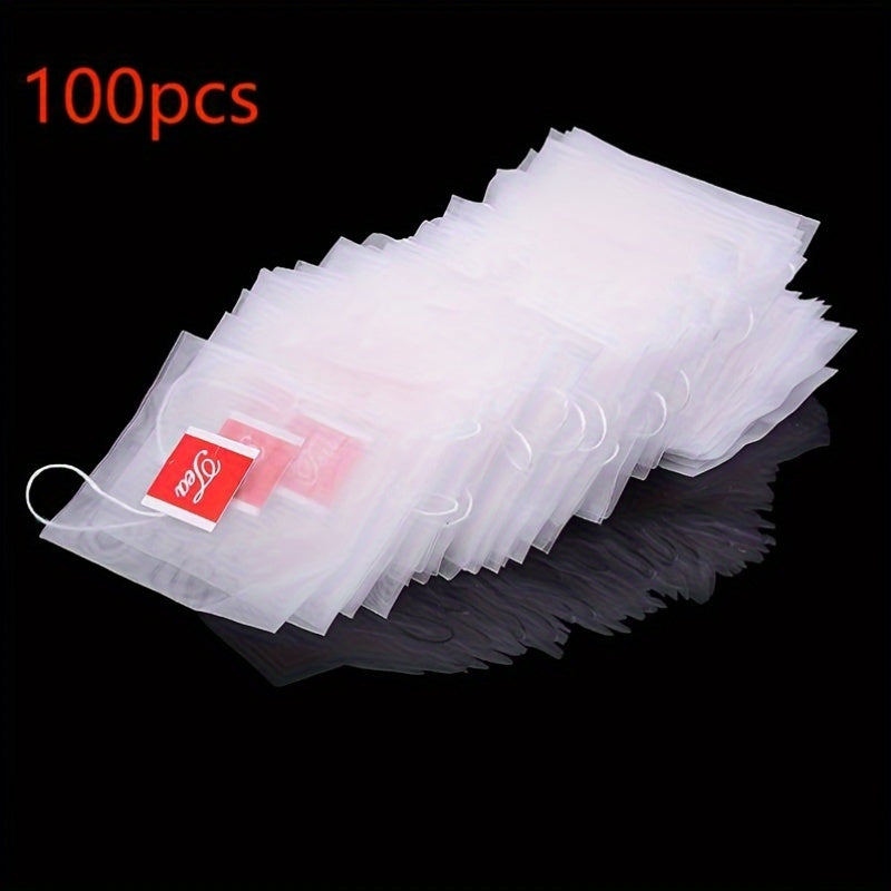 100 Pieces Disposable Nylon Mesh Tea Bags Triangular Drawstring Filter Bags
