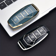 Car Key Fob Cover TPU Silicone 4-Button Remote Key Case with Keychain