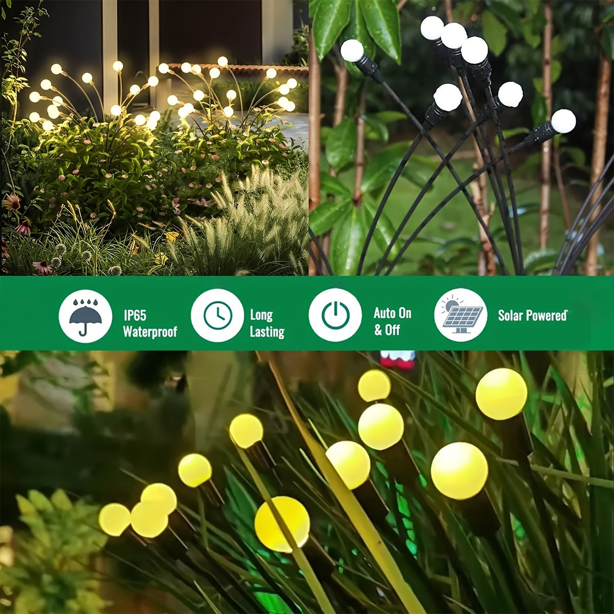 12LED Solar Firefly Garden Light Outdoor Landscape Lawn Decoration IP65