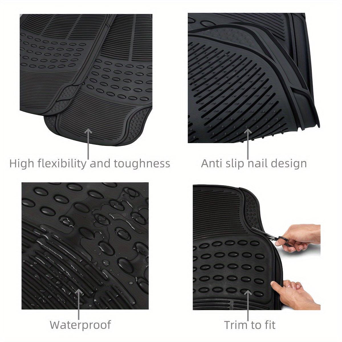 3Pcs All-Weather Car Floor Mats Durable PVC Non-Slip Universal Fit