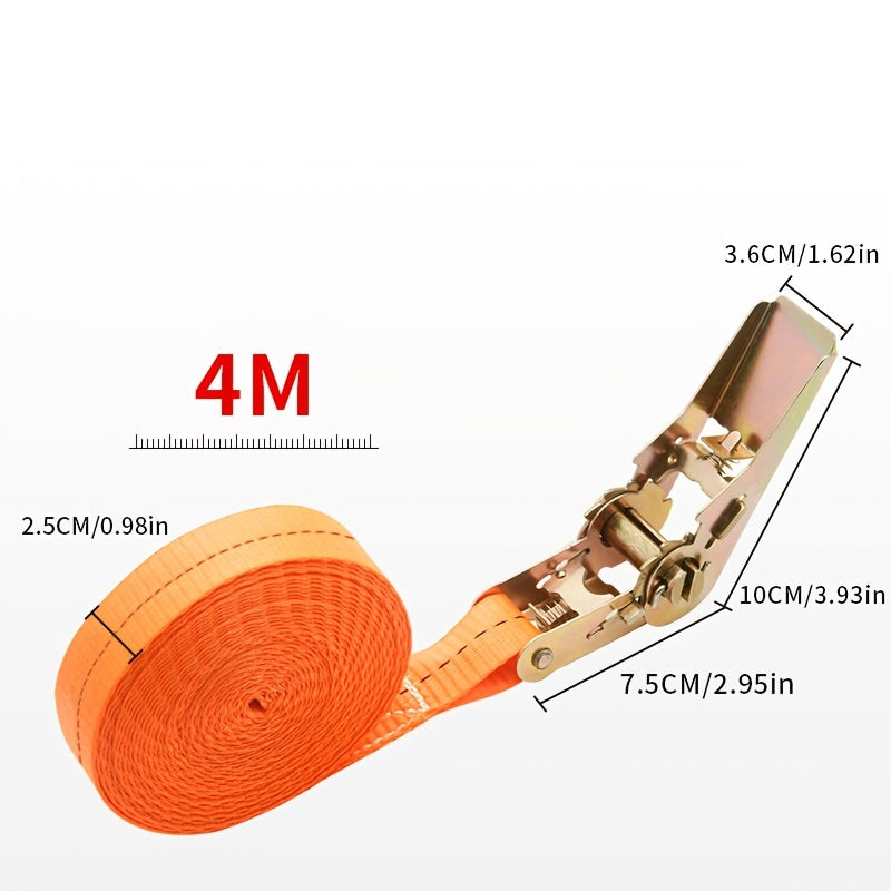 Heavy-Duty Polyester Ratchet Cargo Straps with Metal Buckle for Cars and Trucks