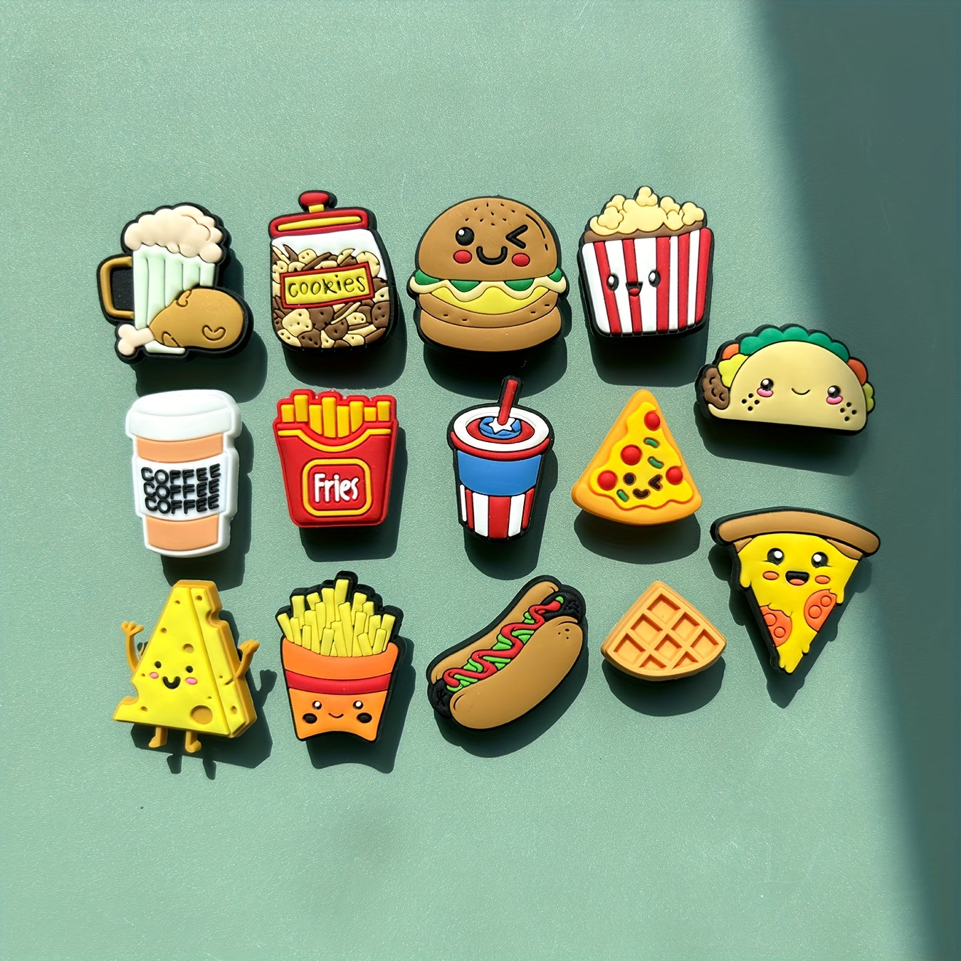 14 Pieces Colorful PVC Food Drink Charm Set for Party Gifts and Accessories
